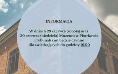 INFORMACJA GODZINY OTWARCIA 29-30 CZERWCA