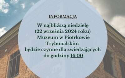 Godziny otwarcia 22 września 2024